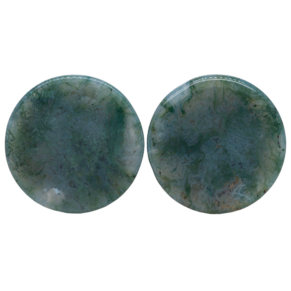 Mayan Style Stone Plugs - Moss Agate