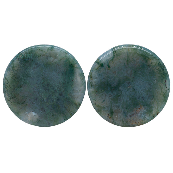 Mayan Style Stone Plugs - Moss Agate