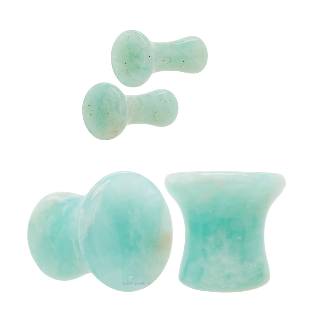Mayan Style Stone Plugs - Amazonite