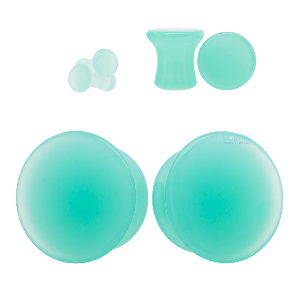 Mayan Style Stone Plugs - Mint Opalite