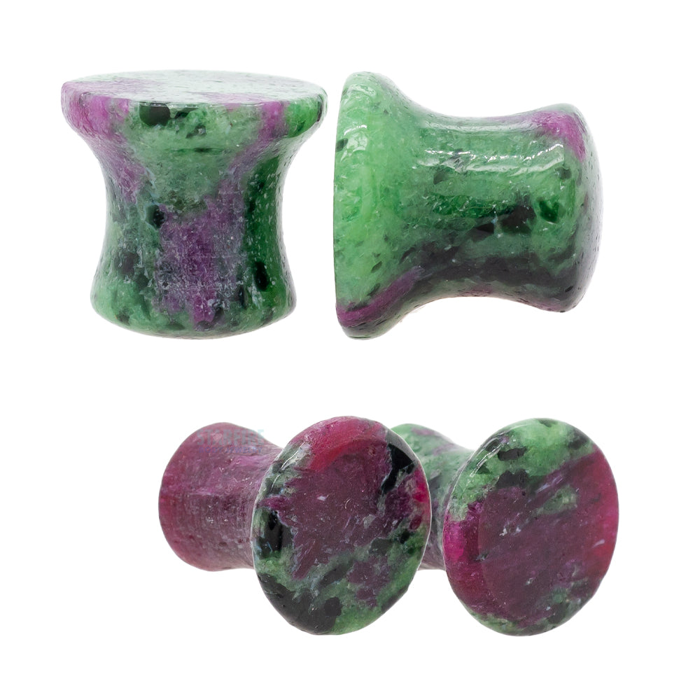 Mayan Style Stone Plugs - Ruby in Zoisite