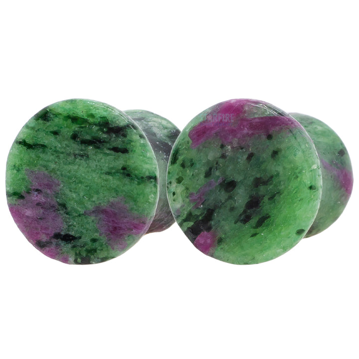 Mayan Style Stone Plugs - Ruby in Zoisite