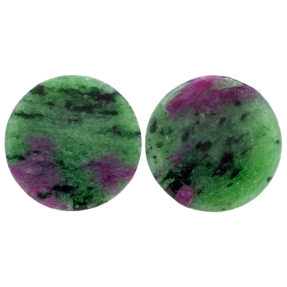 Mayan Style Stone Plugs - Ruby in Zoisite