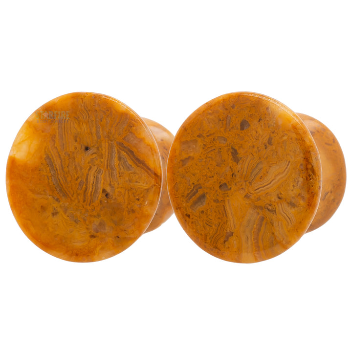 Mayan Style Stone Plugs - Crazy Lace Agate