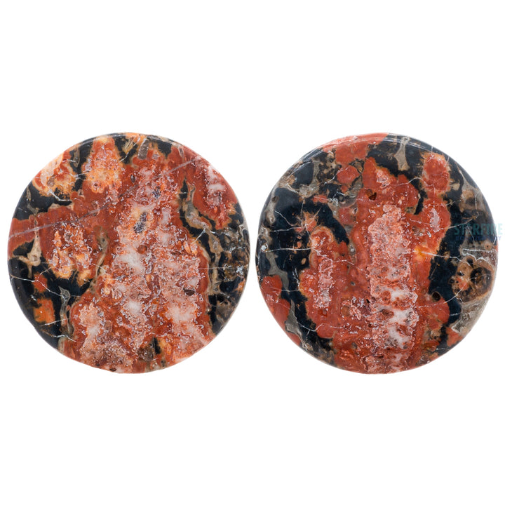 Mayan Style Stone Plugs - Leopardskin Jasper