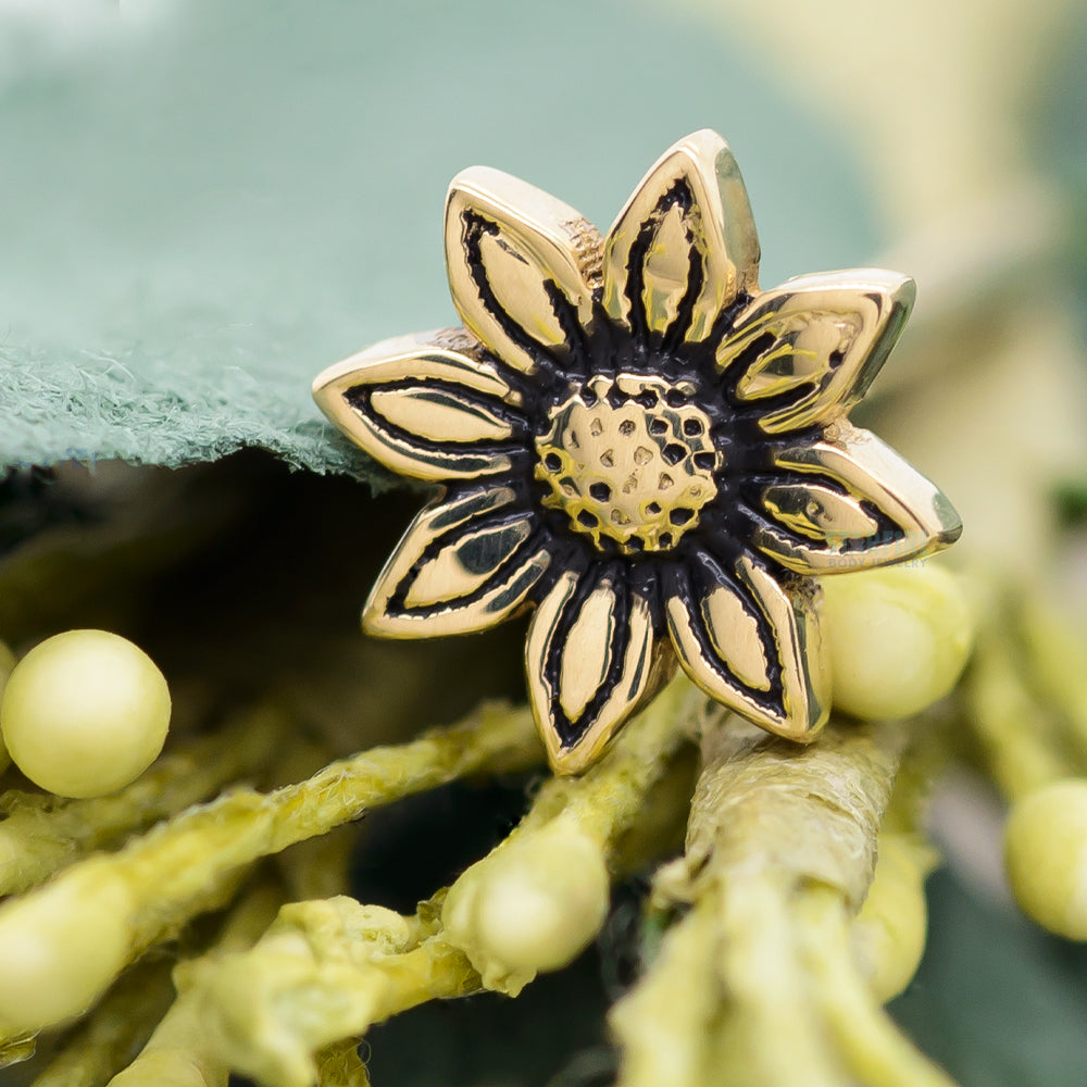 Golden Sunflower Nostril Screw in Gold