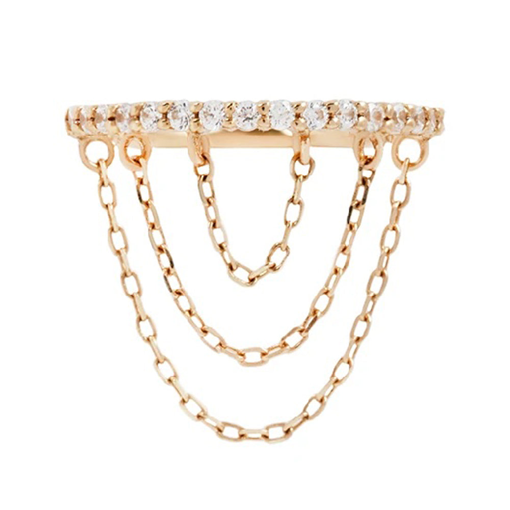 "Radiate" with Chains Hinge Ring / Clicker in Gold with CZ's