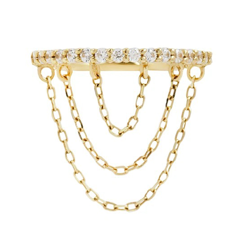 "Radiate" with Chains Hinge Ring / Clicker in Gold with CZ's