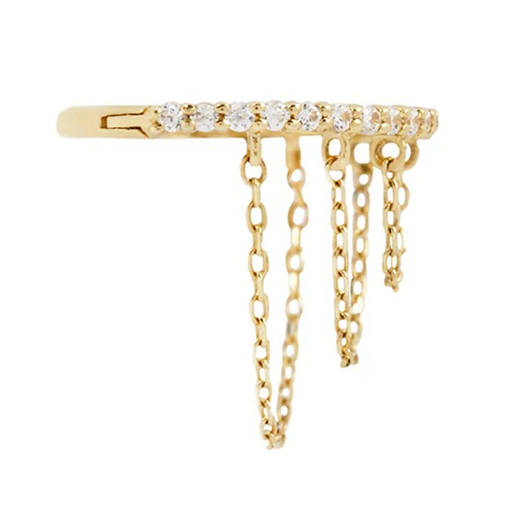 "Radiate" with Chains Hinge Ring / Clicker in Gold with CZ's