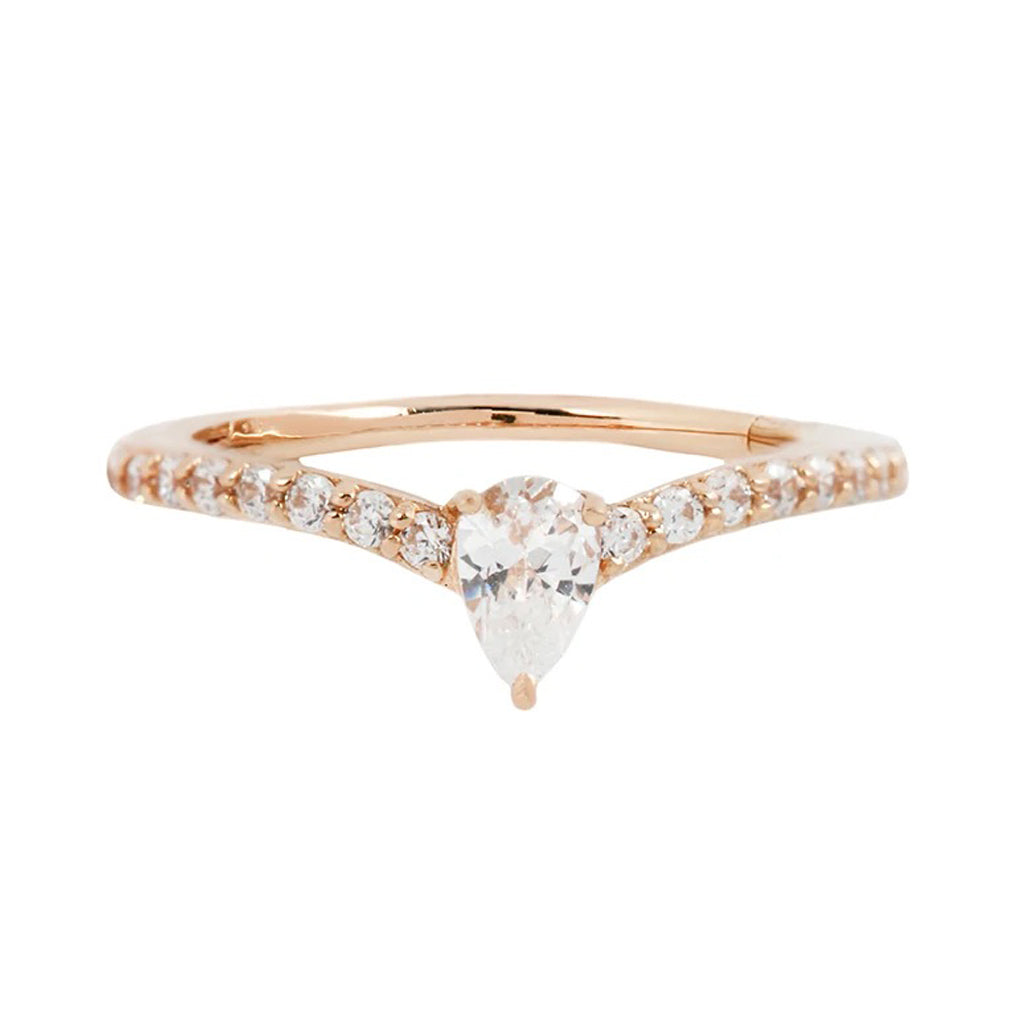 "Nyx" Hinge Ring / Clicker in Gold with CZ's