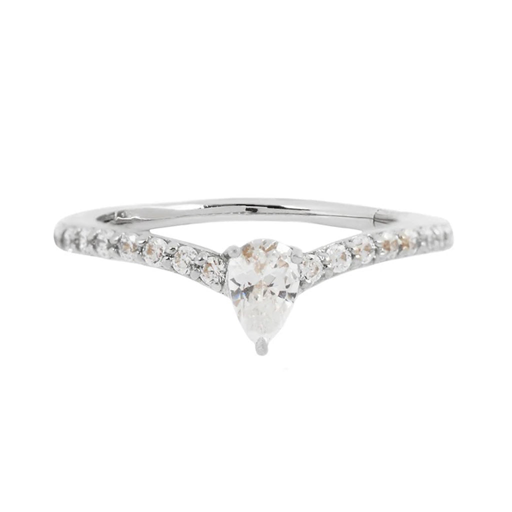 "Nyx" Hinge Ring / Clicker in Gold with CZ's