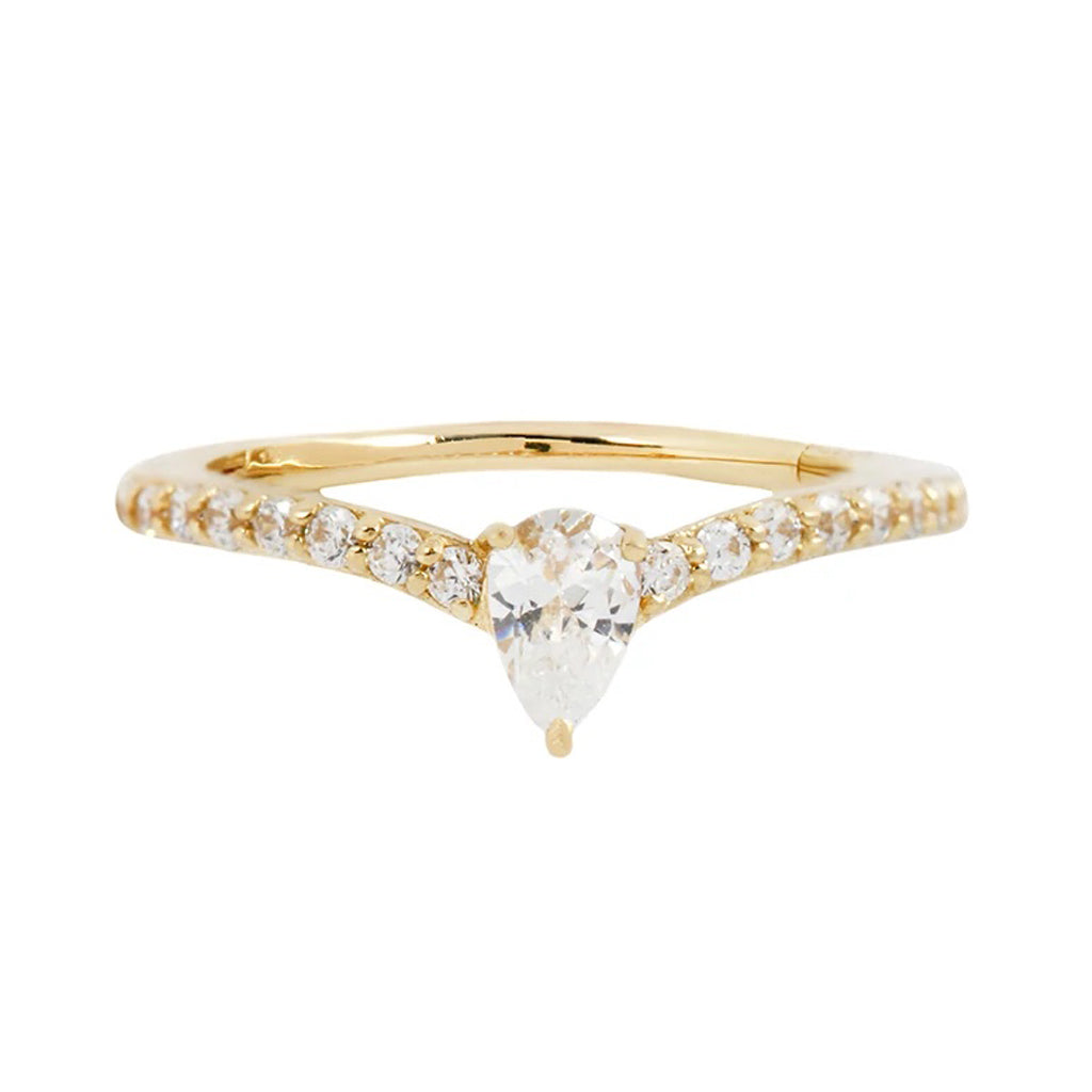 "Nyx" Hinge Ring / Clicker in Gold with CZ's