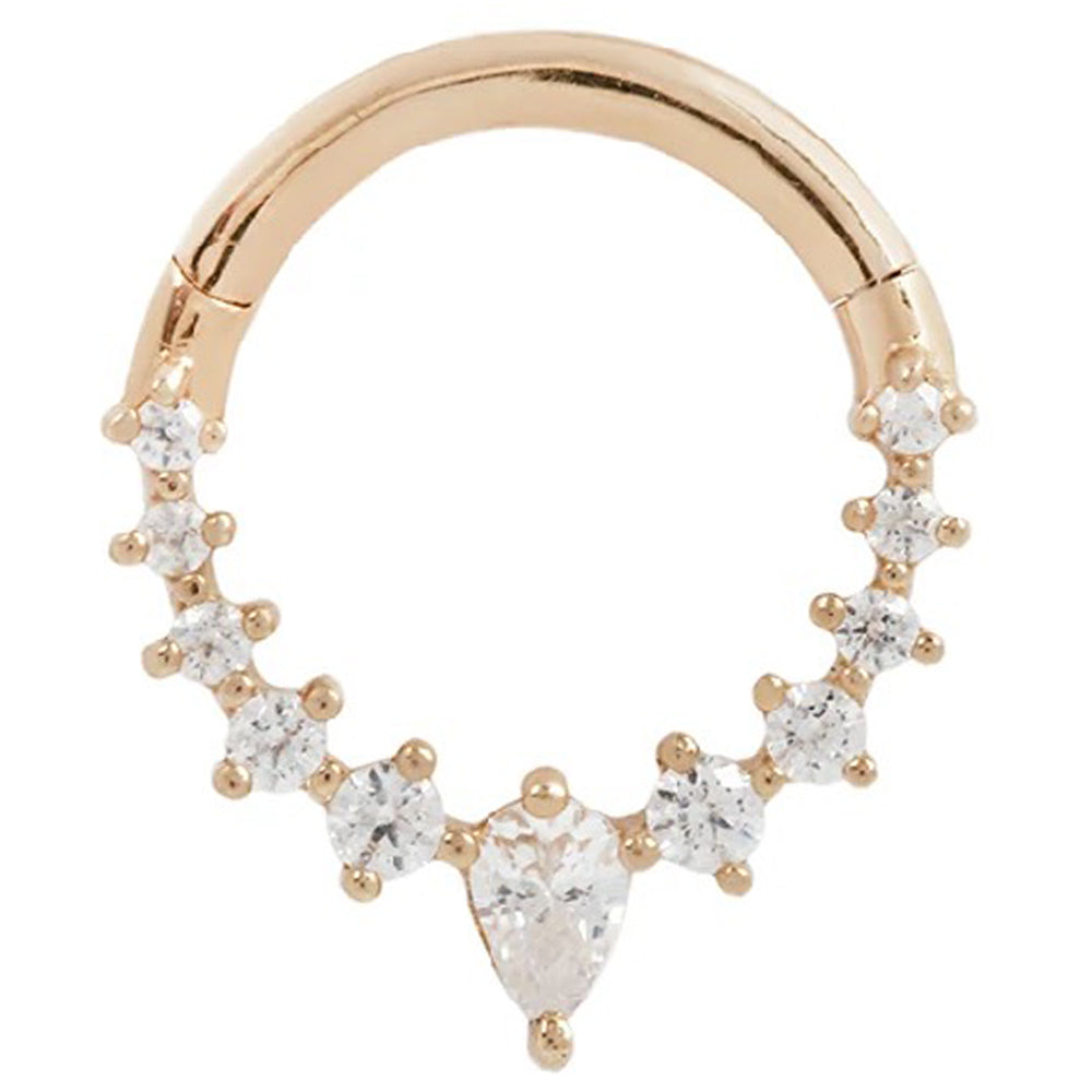 "Athena" Hinge Ring / Clicker in Gold with CZ's