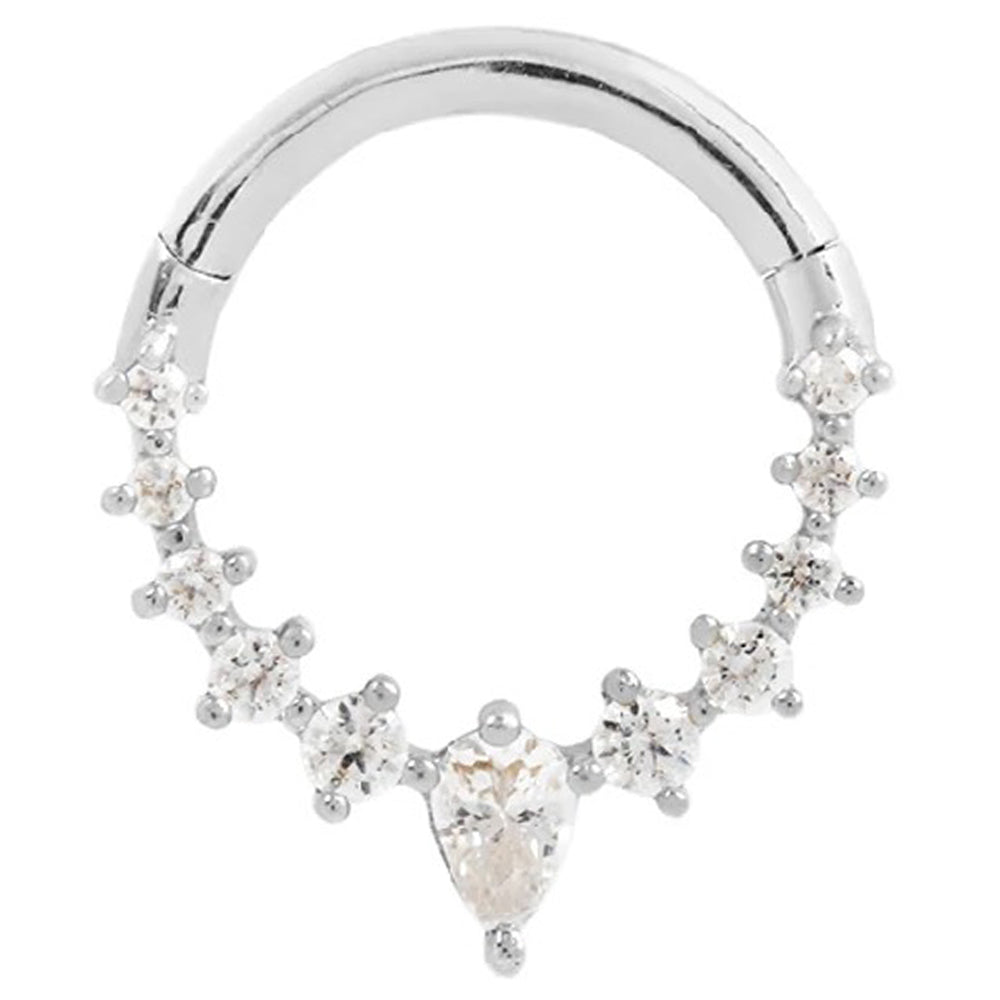 "Athena" Hinge Ring / Clicker in Gold with CZ's
