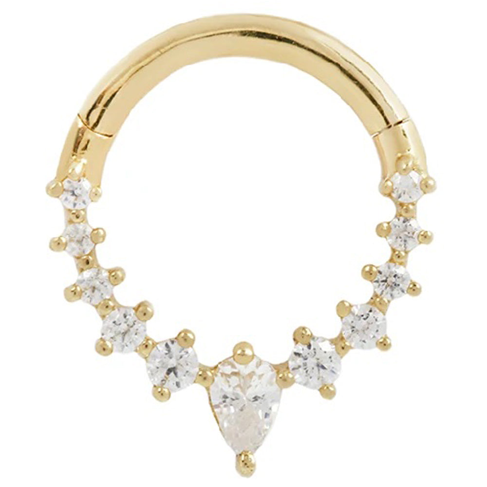 "Athena" Hinge Ring / Clicker in Gold with CZ's