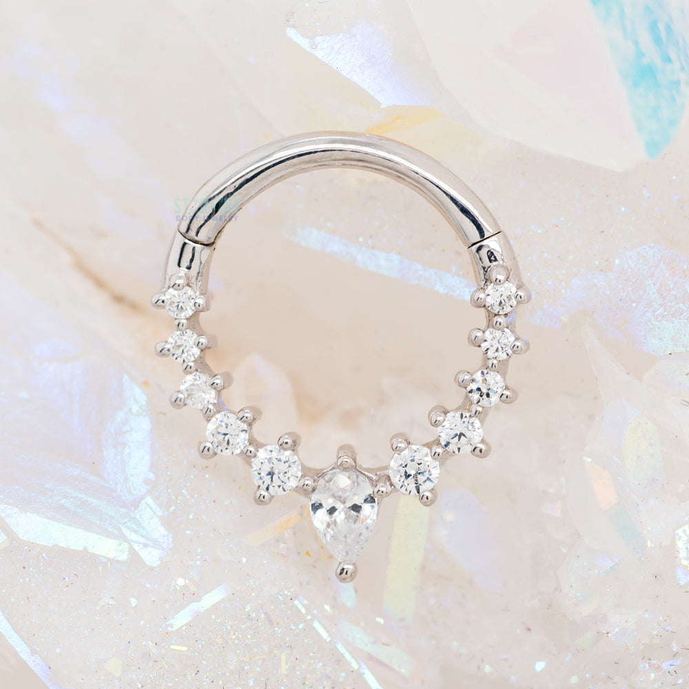 "Athena" Hinge Ring / Clicker in Gold with CZ's