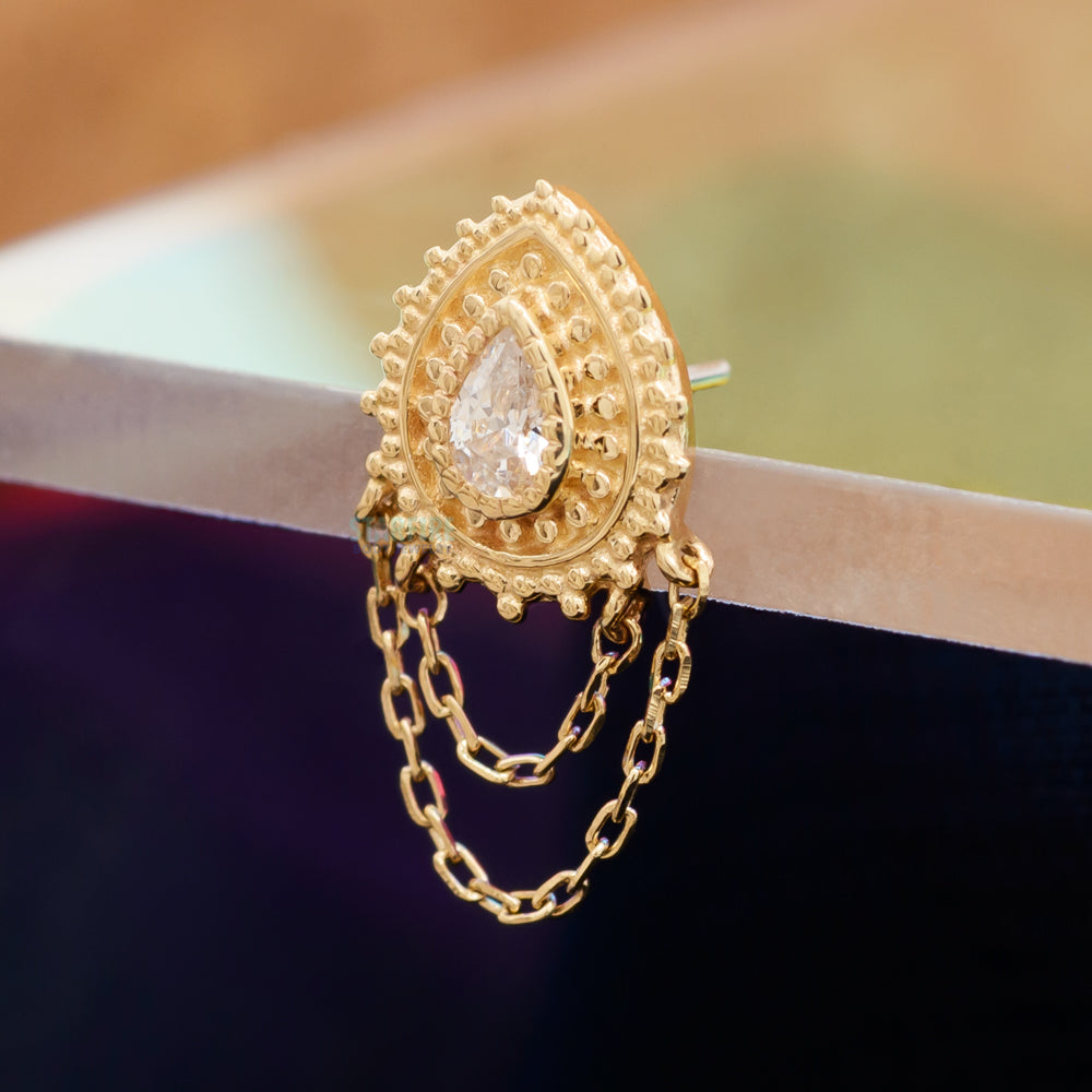 threadless: "Deity" End with Chains in Gold with CZ