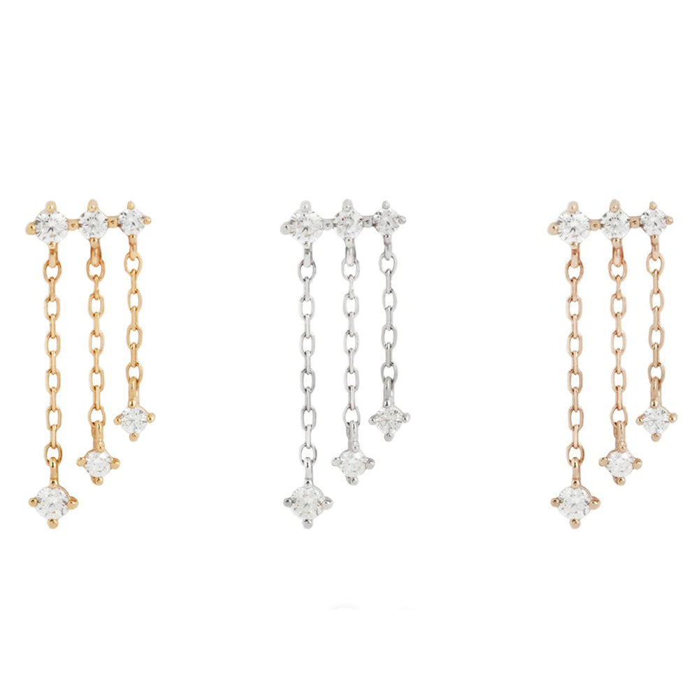 threadless: "Cascade" End with Dangle in Gold with CZ's