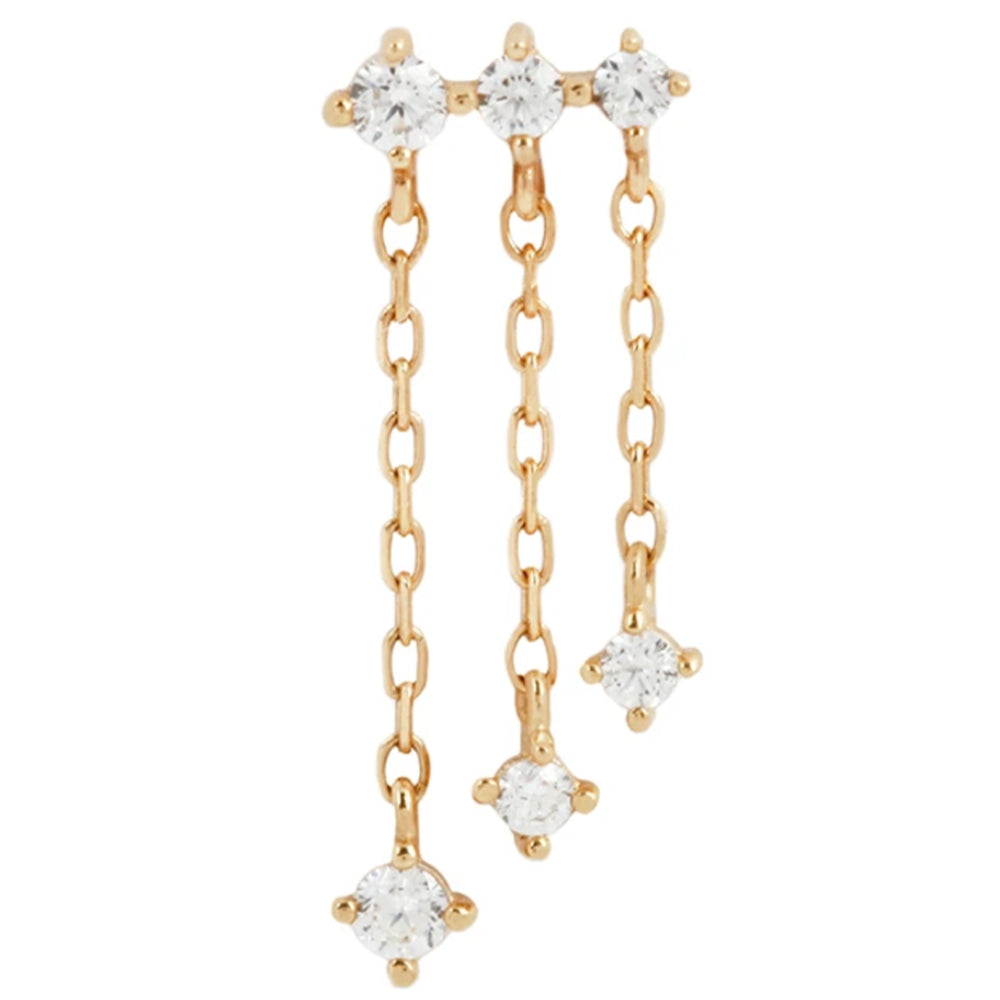 threadless: "Cascade" End with Dangle in Gold with CZ's