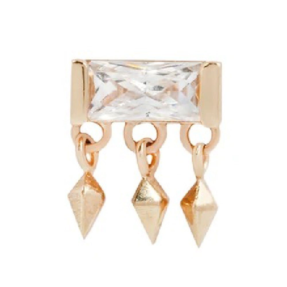 threadless: "Aspen" End with Dangle in Gold with CZ