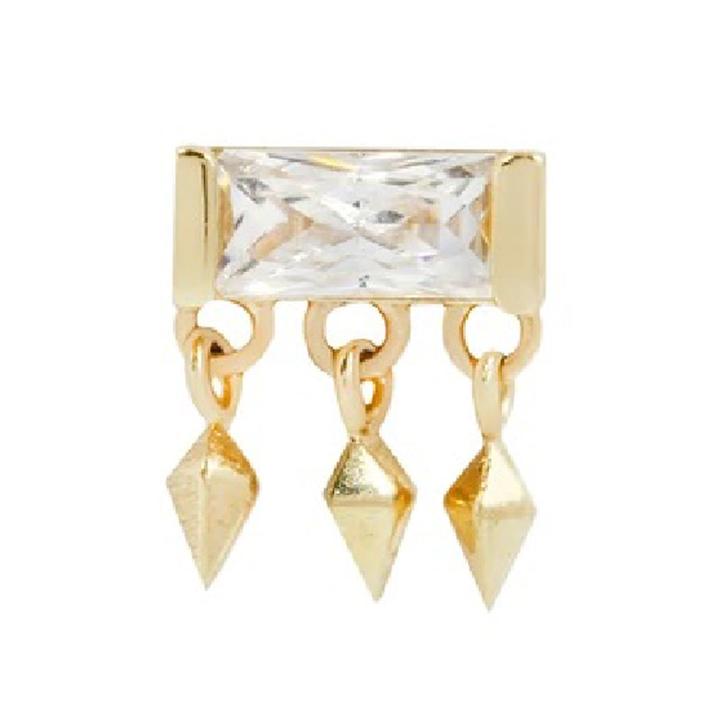 threadless: "Aspen" End with Dangle in Gold with CZ