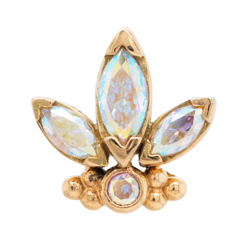 "Anna" Threaded End in Gold with Faceted Gems