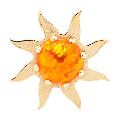Sun in Gold Threaded End with Opal Cabochon