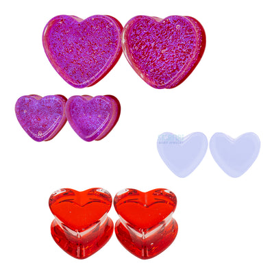 'Valentine's' Collection Heart Glass Plugs