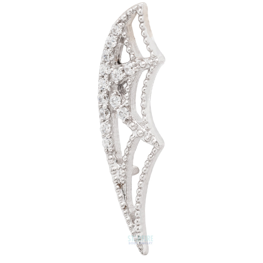 "Charlotte's Web" DUAL Threaded End in Gold & Platinum with White CZ's