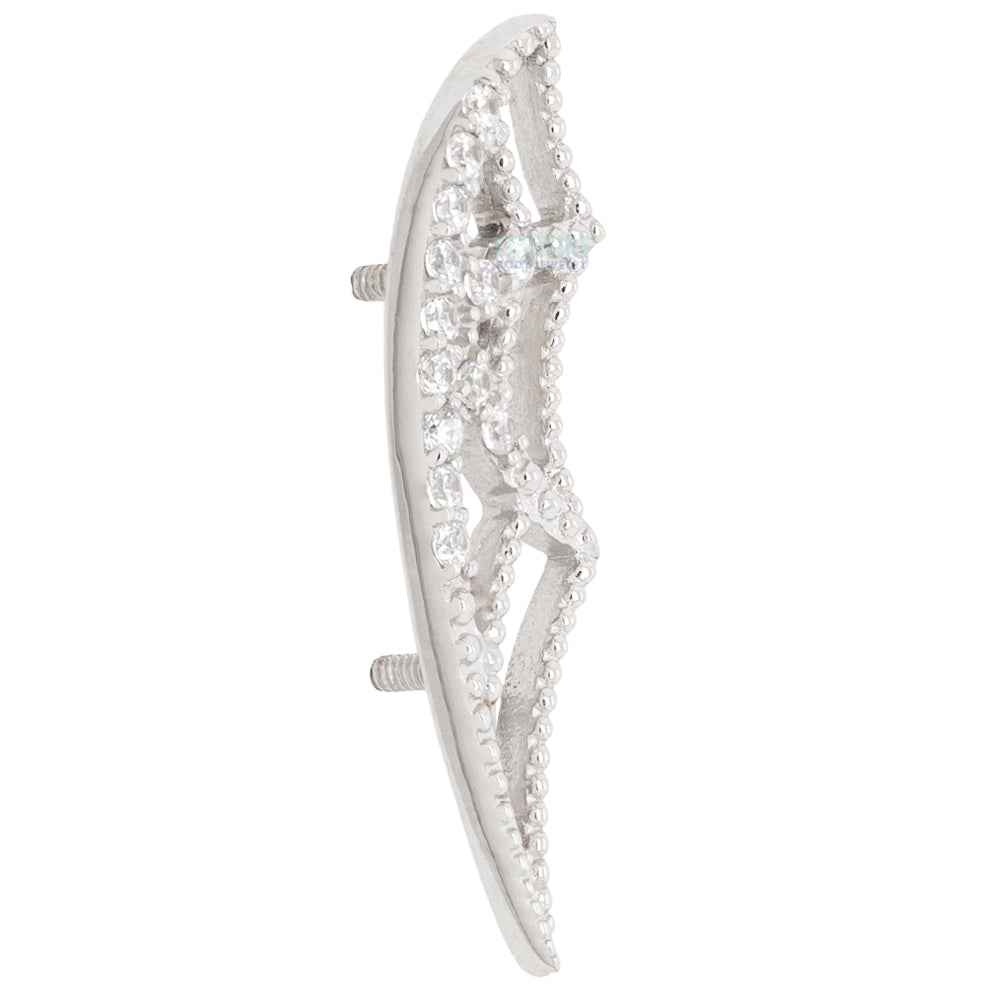 "Charlotte's Web" DUAL Threaded End in Gold & Platinum with White CZ's