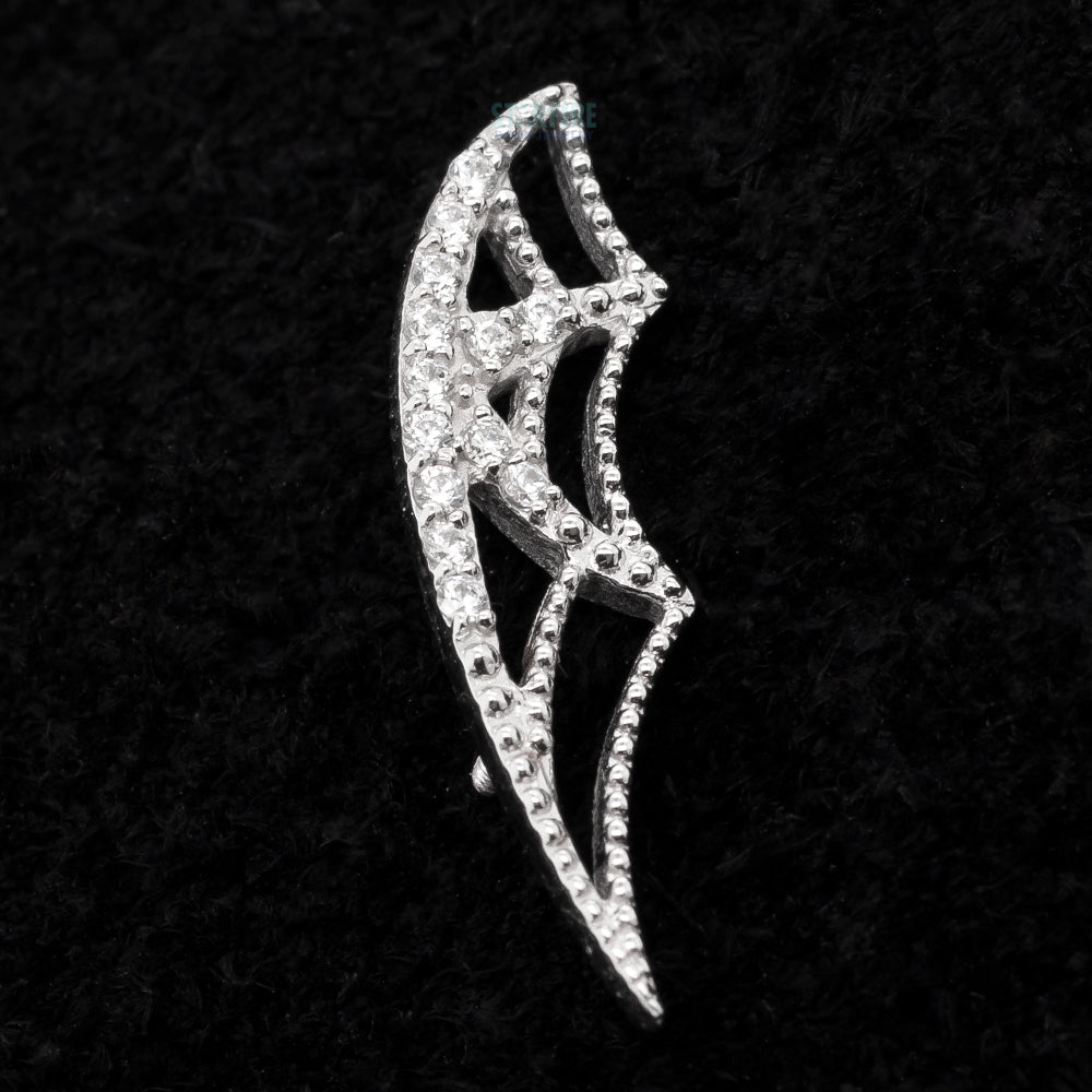 "Charlotte's Web" DUAL Threaded End in Gold & Platinum with White CZ's