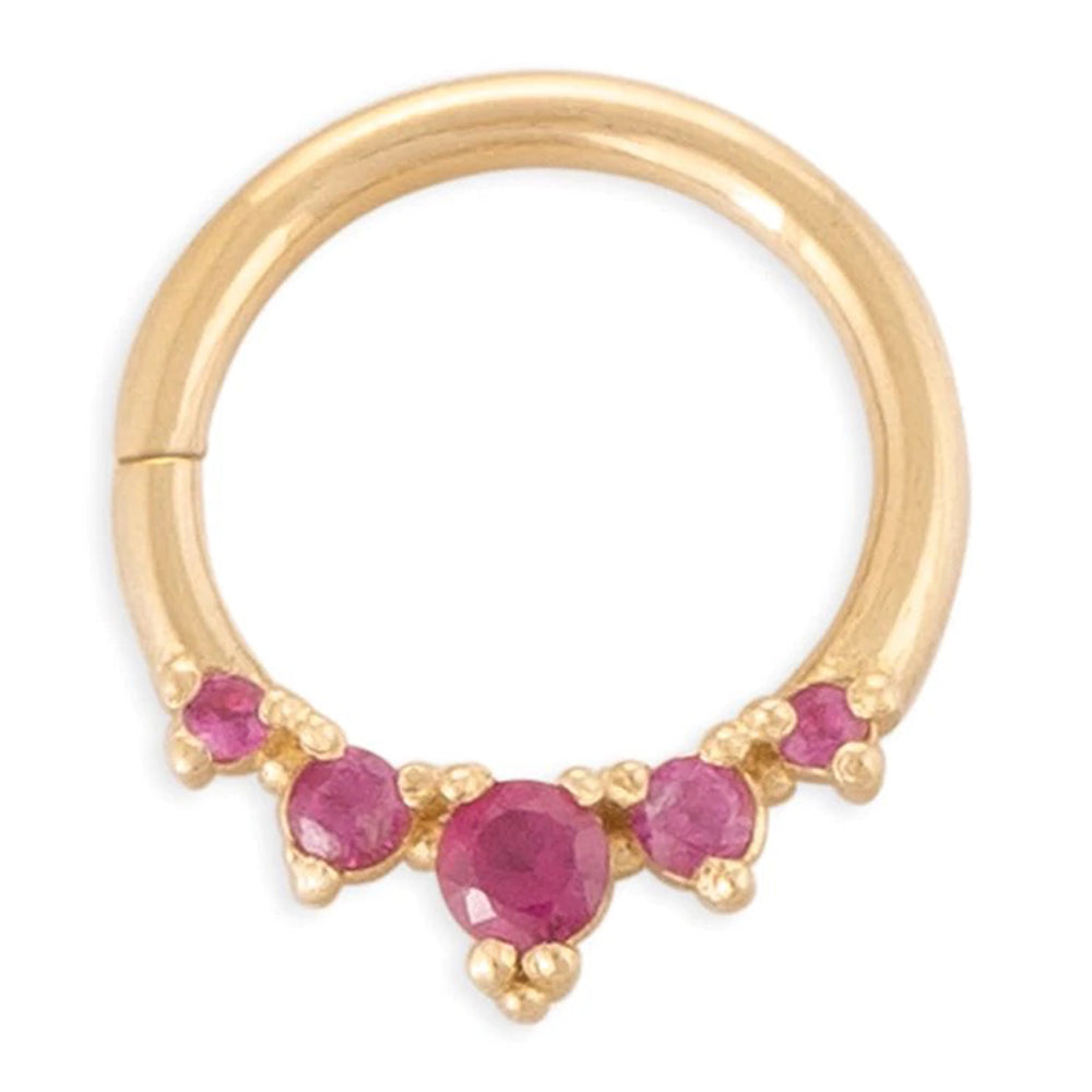 "Throne" Continuous Ring in Gold with Gemstones