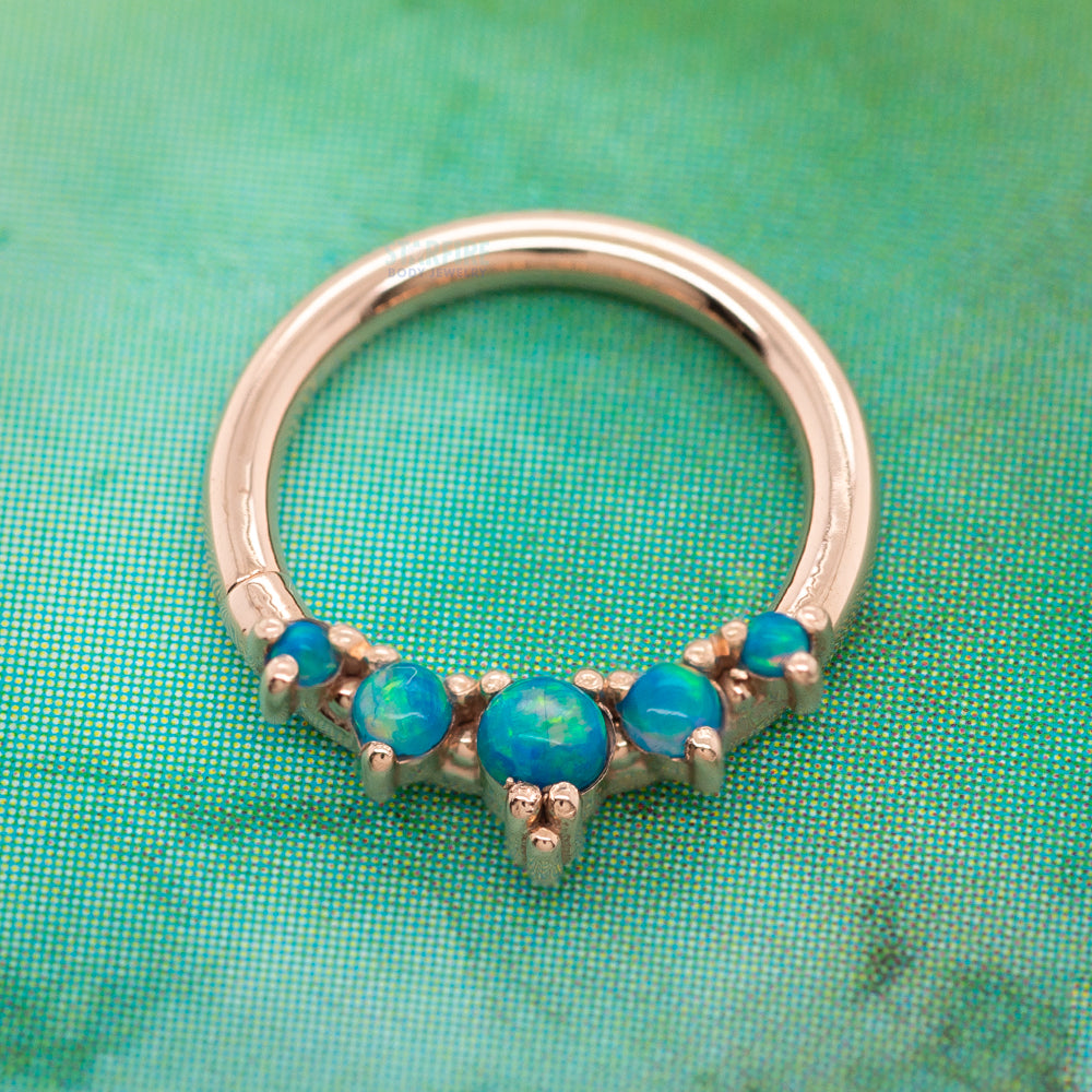 "Throne" Continuous Ring in Gold with Gemstones