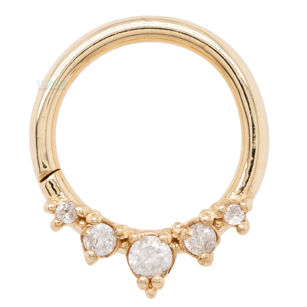 "Throne" Continuous Ring in Gold with Gemstones