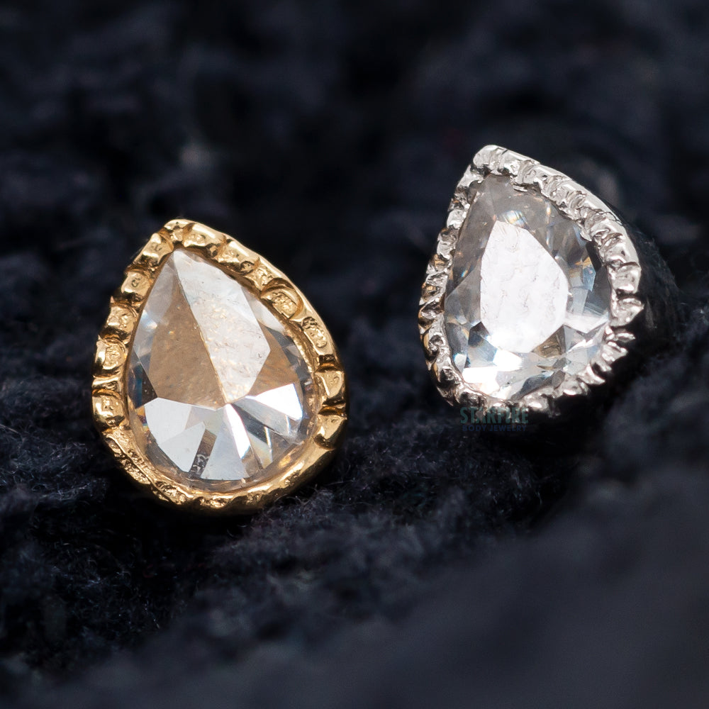 threadless: Pear Scalloped Pin in Gold with Gemstone