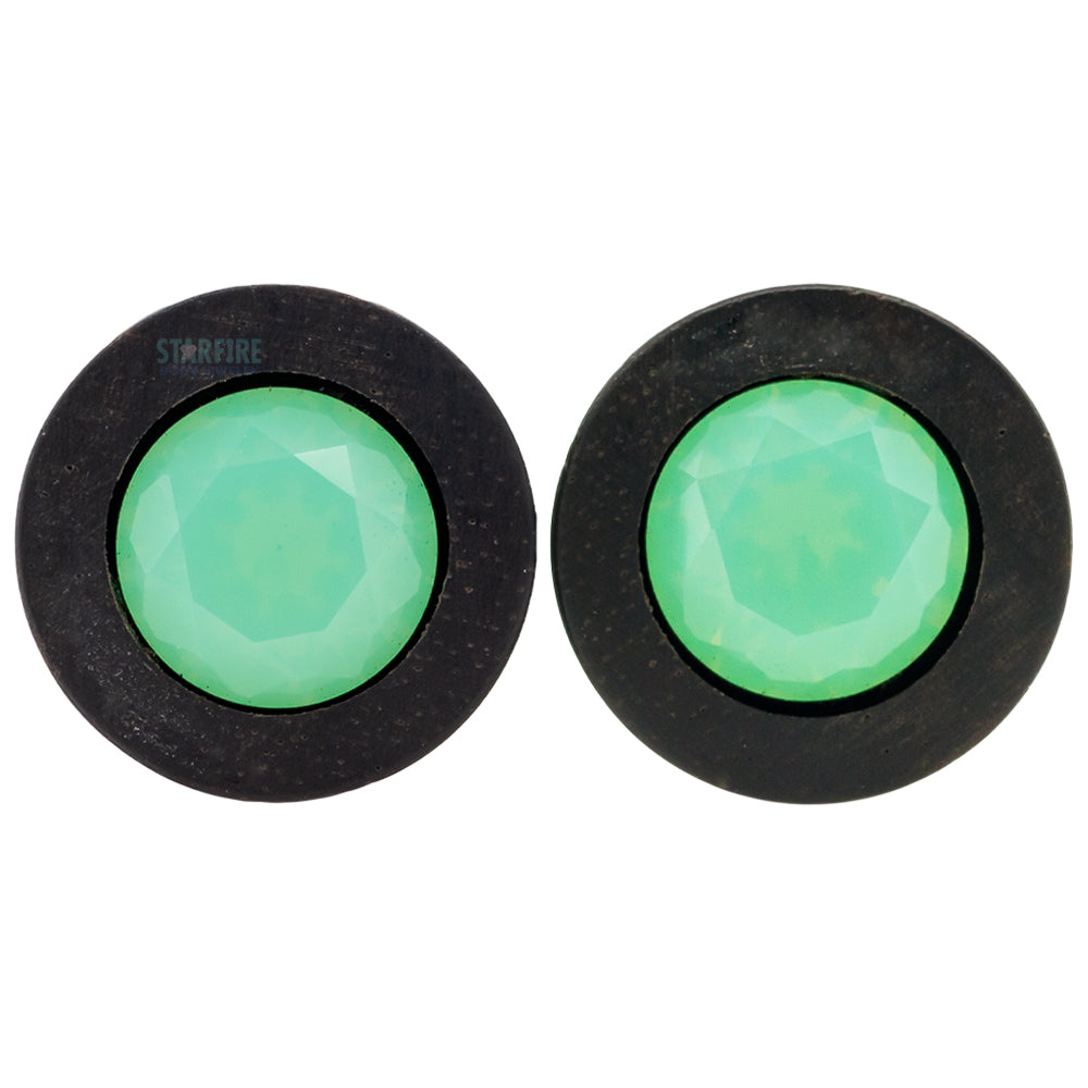 Round Swarovski Plugs in Wood - Pacific Opal
