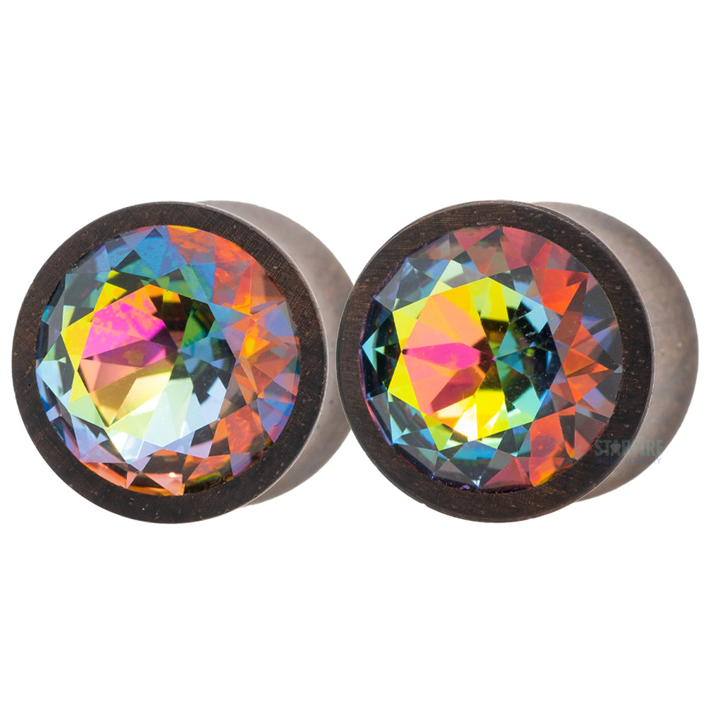 Round Swarovski Plugs in Wood - Vitrail