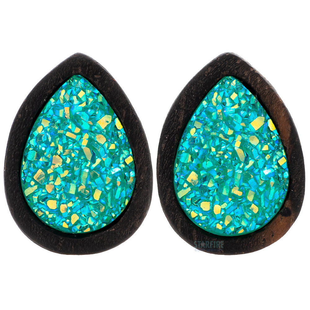 Teardrop Druzy Plugs in Wood