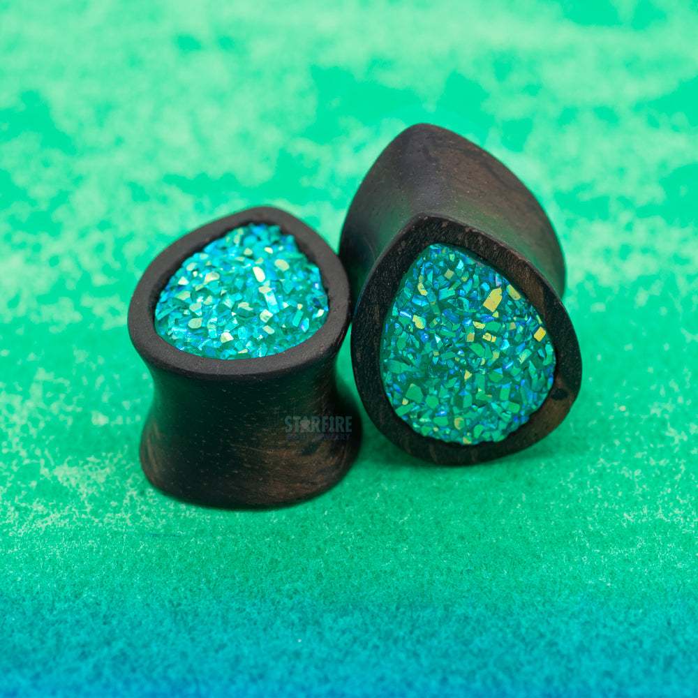 Teardrop Druzy Plugs in Wood