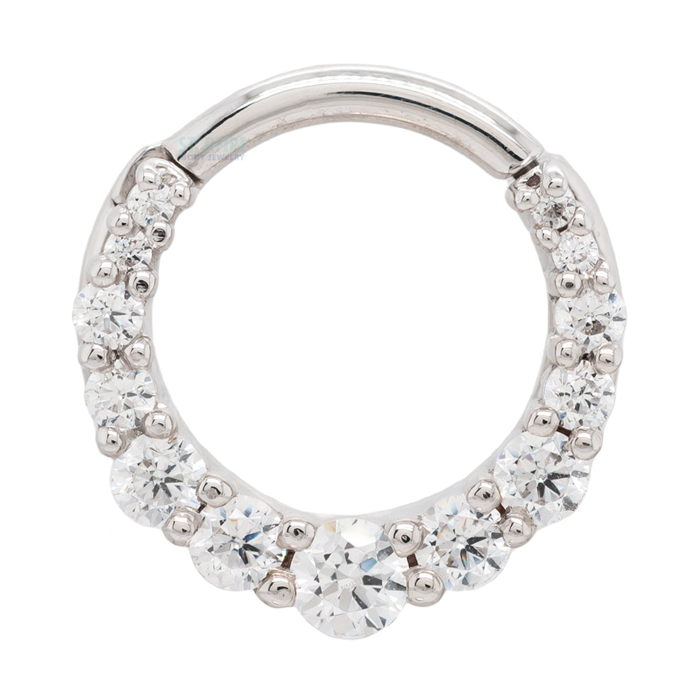 Graduating Gem "Oaktier" Hinge Ring in Gold with White CZ's