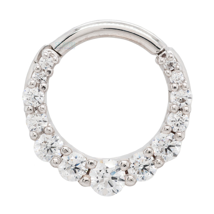 Graduating Gem "Oaktier" Hinge Ring in Gold with White CZ's