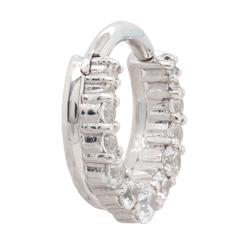 Graduating Gem "Oaktier" Hinge Ring in Gold with White CZ's