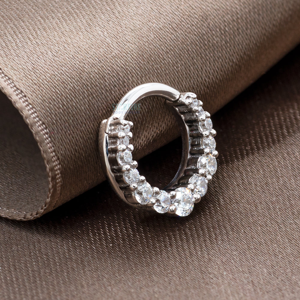 Graduating Gem "Oaktier" Hinge Ring in Gold with White CZ's