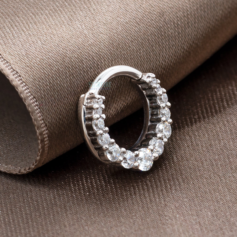 Graduating Gem "Oaktier" Hinge Ring in Gold with White CZ's