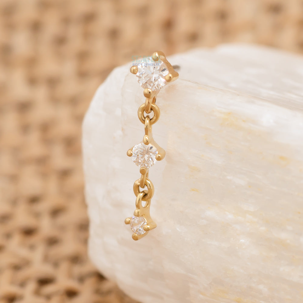 threadless: "Kiera" Chain End in Gold with CZ's