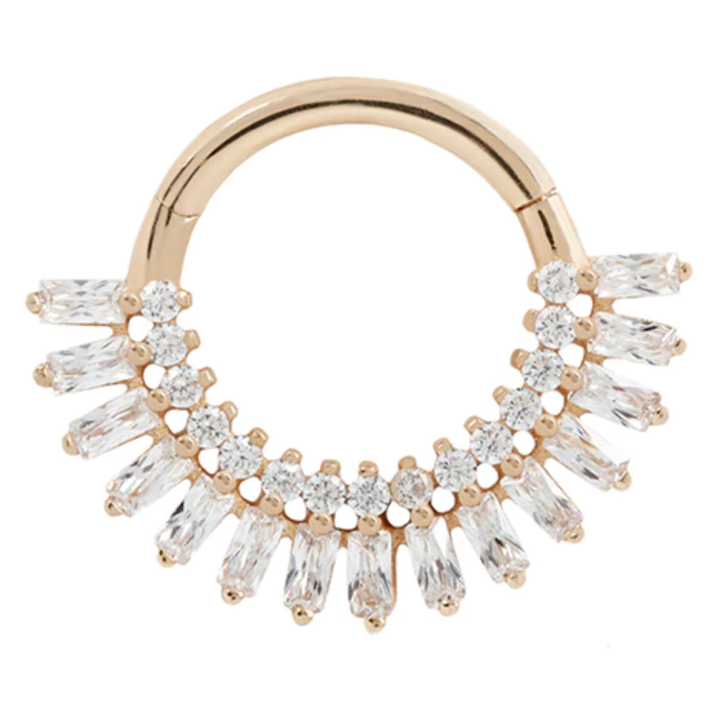 "Hypnotic" Hinge Ring / Clicker in Gold with CZ's