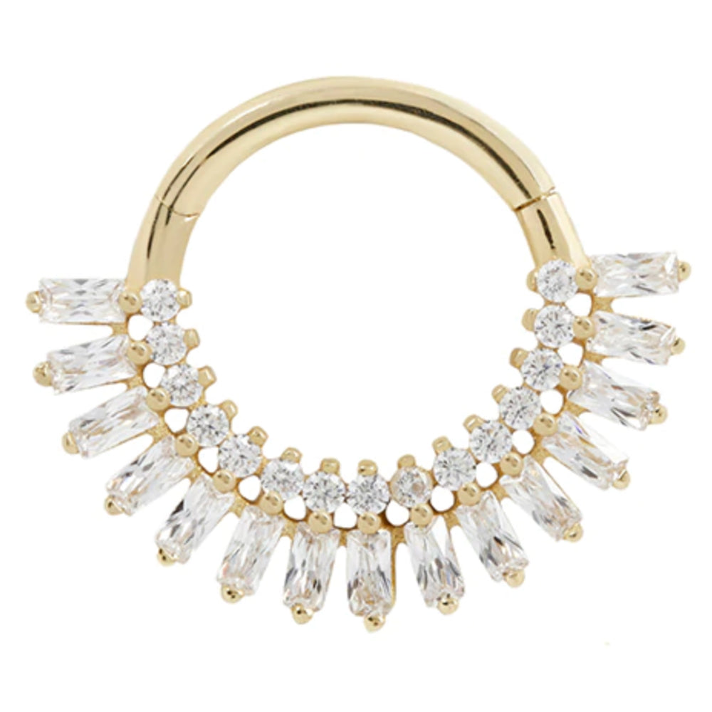 "Hypnotic" Hinge Ring / Clicker in Gold with CZ's