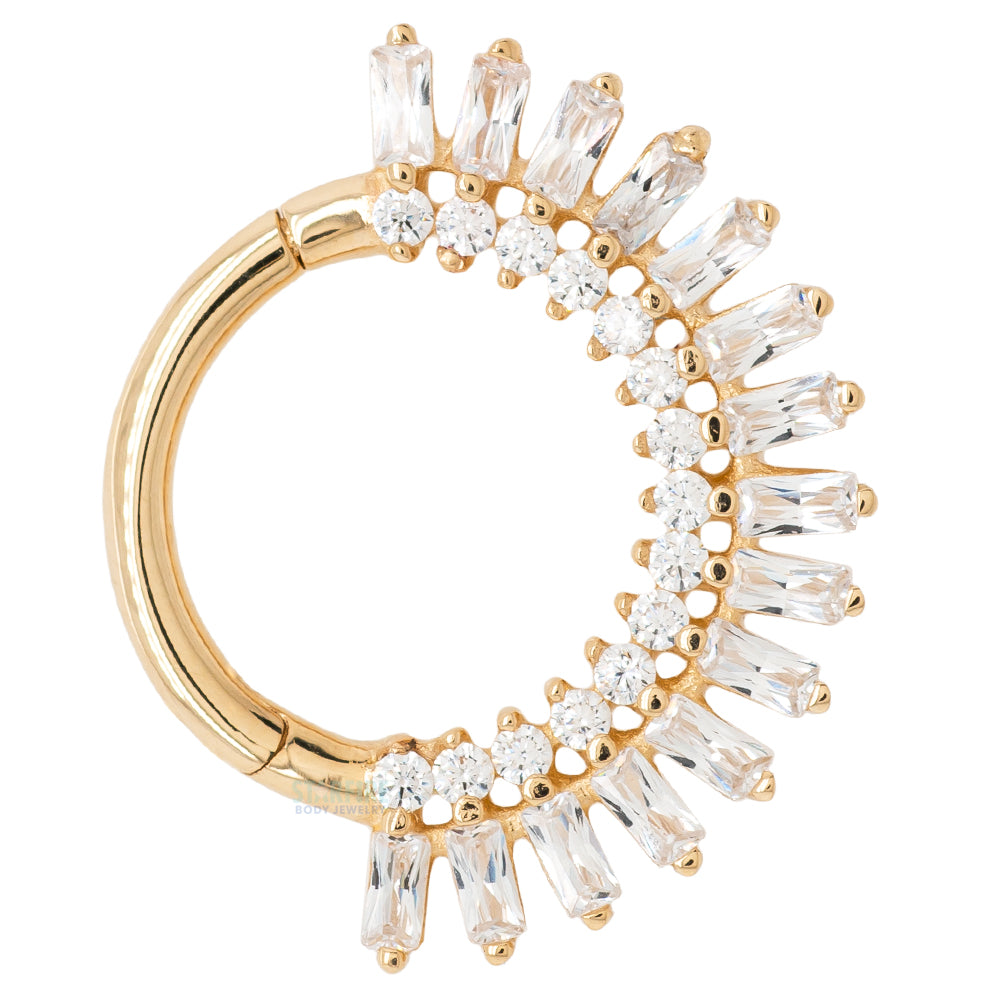 "Hypnotic" Hinge Ring / Clicker in Gold with CZ's
