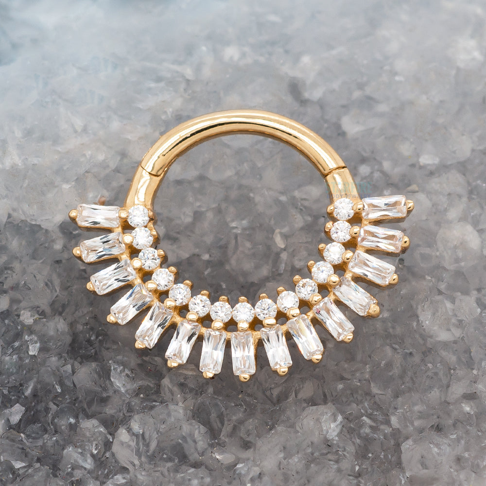 "Hypnotic" Hinge Ring / Clicker in Gold with CZ's