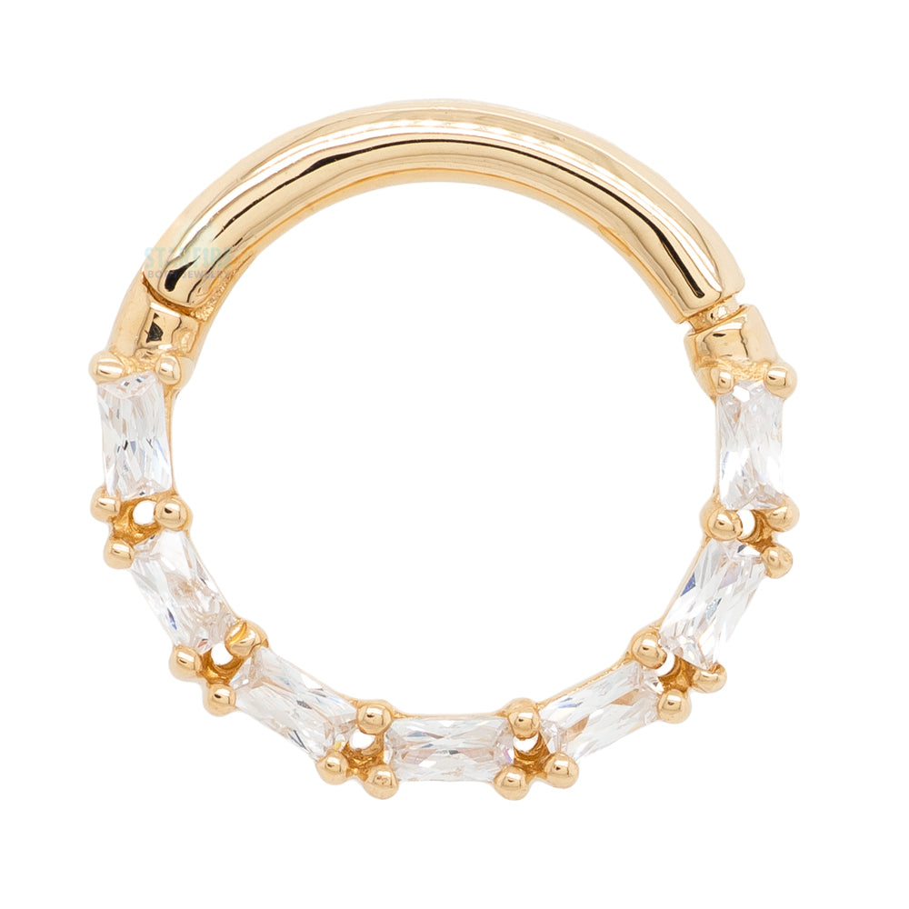 "Loved" Hinge Ring / Clicker in Gold with CZ's